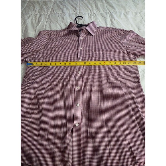 Stafford Shirt Size 16 1/2 Regular Fit Burgundy And White Plaid Long Sleeve... - Picture 5 of 8